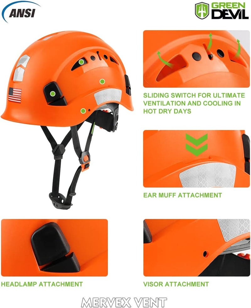 GREEN DEVIL Safety Helmet Hard Hat Adjustable Lightweight Vented ABS Work Helmet 6-Point Suspension ANSI Z89.1 Approved Ideal for Industrial & Construction - Image 3